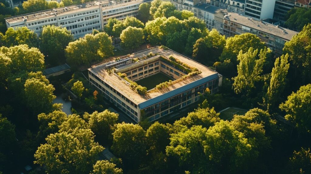 Vue extérieure de l'école polyvalente publique Frères Voisin à Paris, reflétant un environnement éducatif accueillant et dynamique