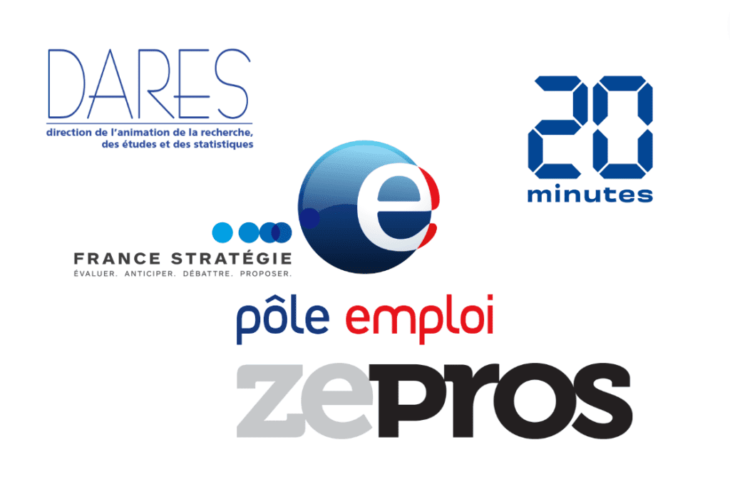 Image illustrant les métiers en tension en 2025 avec plusieurs professions mises en avant