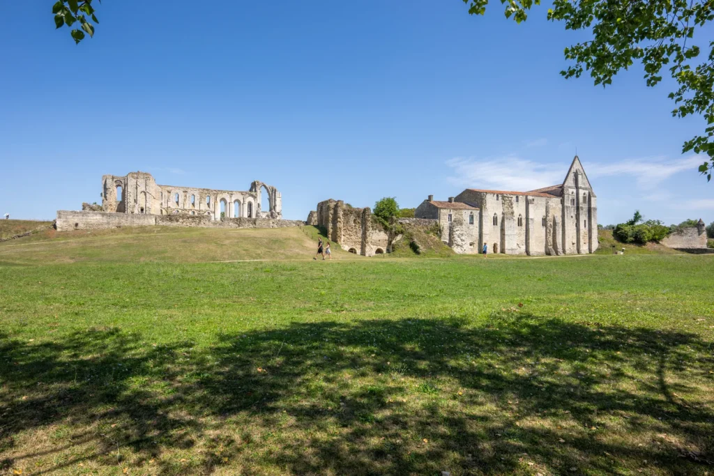 Vue panoramique de l'Abbaye Saint-Pierre de Maillezais, joyau historique de la commune de Maillezais 85420