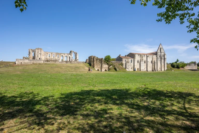 Vue panoramique de l'Abbaye Saint-Pierre de Maillezais, joyau historique de la commune de Maillezais 85420