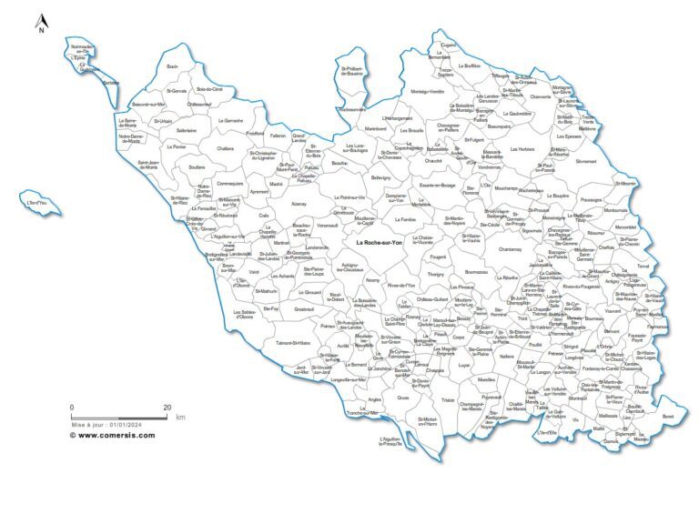 Carte de localisation de Beauvoir-sur-Mer en Vendée pour identifier son code postal