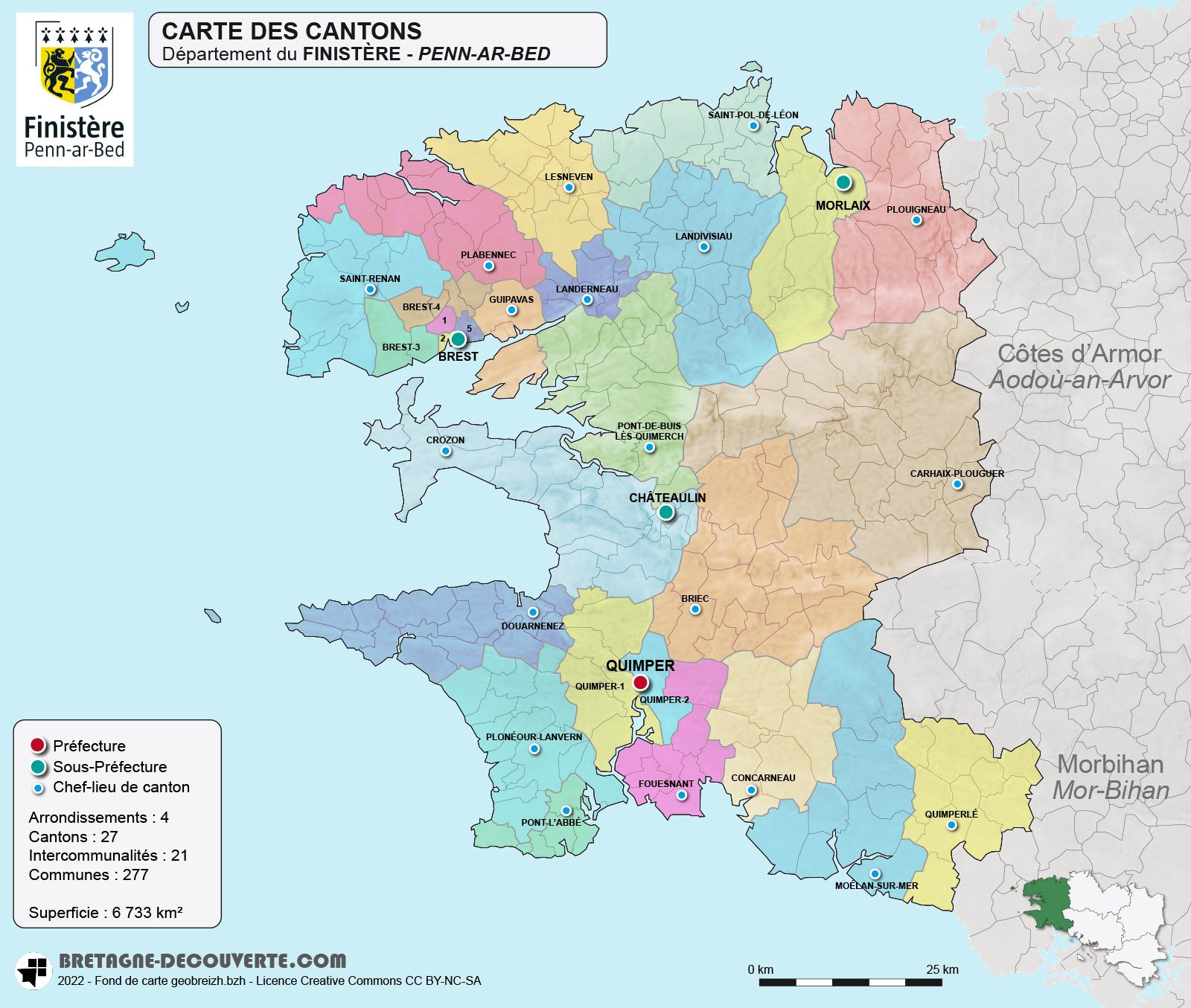 Carte de Saint-Urbain Finistère