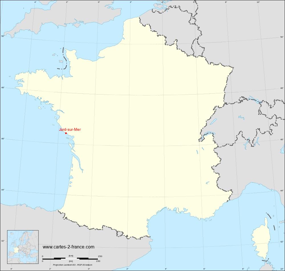 Carte géographique de Jard-sur-Mer mettant en évidence son code postal 85520
