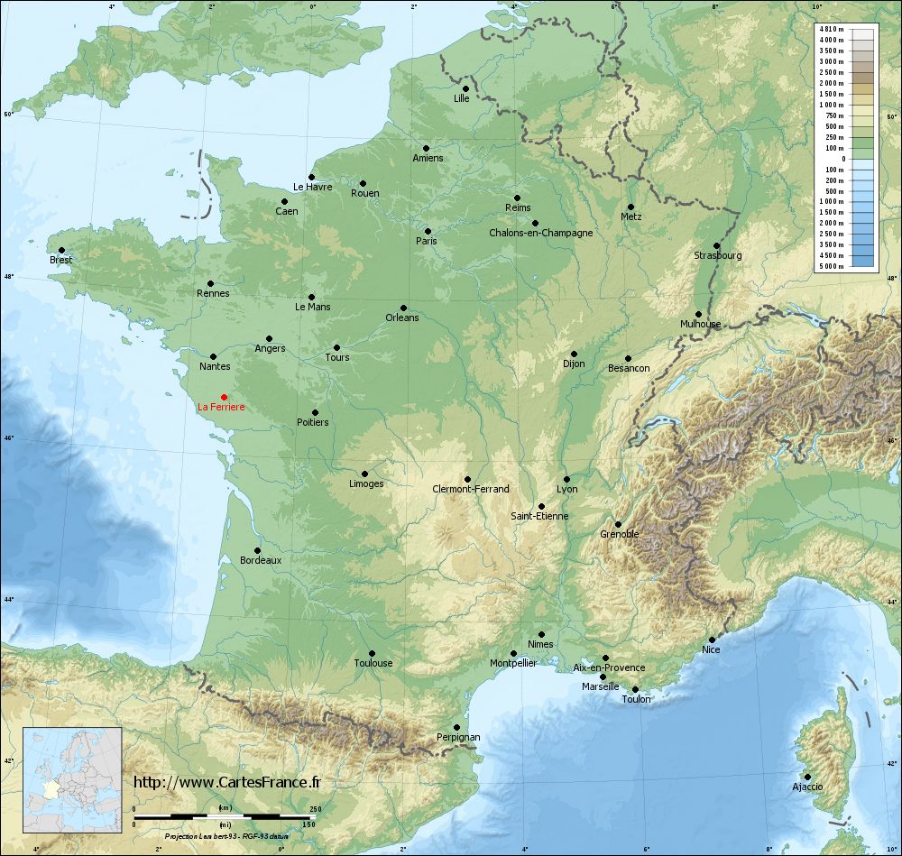 Carte de La Ferrière en Vendée avec son code postal 85280