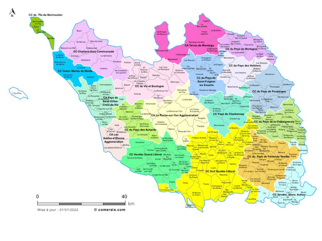 Carte de localisation de la commune de L'Épine en Vendée avec ses communes voisines