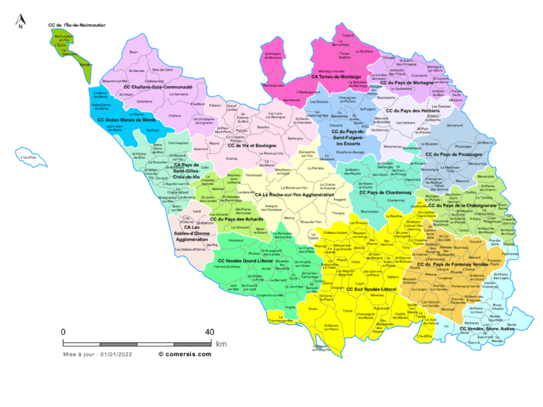 Carte de localisation de la commune de L'Épine en Vendée avec ses communes voisines