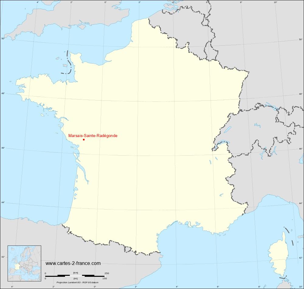 Carte géographique détaillée de Marsais-Sainte-Radégonde pour localiser son code postal