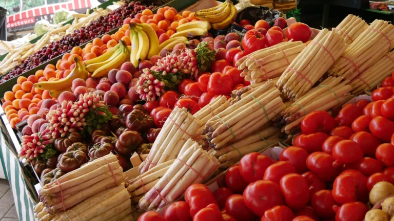 Vue animée du marché de Soullans dans le département de la Vendée (85300)