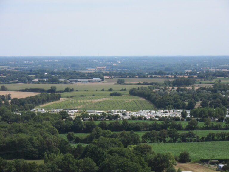 Vue générale de Saint-Paul-Mont-Penit avec ses habitations et son clocher typique